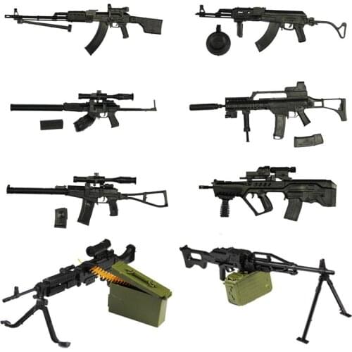 8pcs/set 1:6 Gun Model 12 inch Action Figures Weapon Gatling Minigun Terminator Gift For Children Gundam Model Weapon