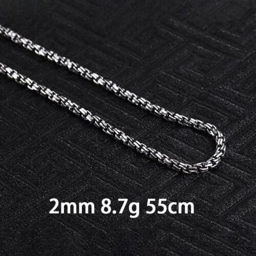 925 Thai Silver Mens Chain Male Necklace Jewelry On The Neck Punk Gift 2 MM Thick And 55 CM Long Trendy Casual Sporty Hyperbole