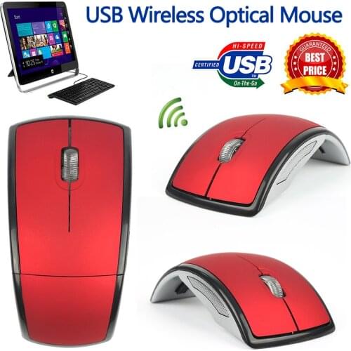 2.4G Wireless mouse portable ultra-thin optical folding mouse Arc Computer gaming mouse USB receiver notebook mouse for laptop