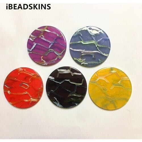 New arrival! 35mm 50pcs/lot acrylic stripe coin-shape charms for earrings accessories earring/Jewelry DIY making