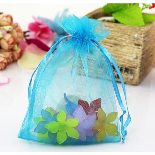 Wholesale 200pcs/lot Lake Blue Organza Bags 11x16cm Jewelry Cosmetics Candy Gift Packaging Bag Fashion Organza Gift Bag Pouches