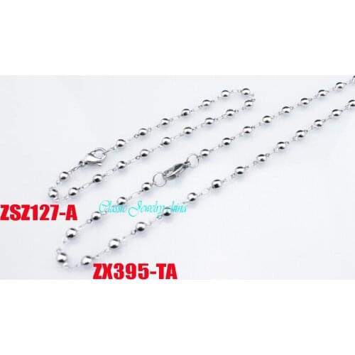 4.3mm Solid beads stainless steel necklace and Brace lace 10 sets women man fashion bracelet ZX395-TA