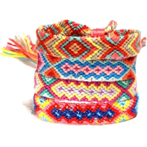 Hot Bohemian Retro Ethnic Style Braided Bracelet Handmade Fluorescent Colorful Totem Make friends Multicolor String Cord Woven