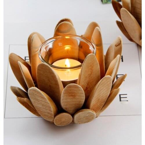 Candle Holder With Glass Cup Lotus Flowerl Style Tea Light Candle Stand For Home Decoration Altar Wedding Holiday Decoration New