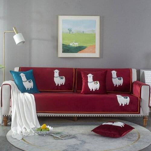 All Cotton Sofa Cover Knitting Thick Cushion Cover Sofa Slipcover Living Room Decoration Cartoon Sheep Cover