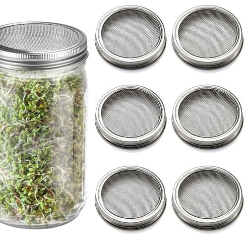 70/86mm Seed Sprouting Germinator Stainless Steel Sprouting Mason Jar Lid Sprouter Germination Cover Strainer Garden Supplies