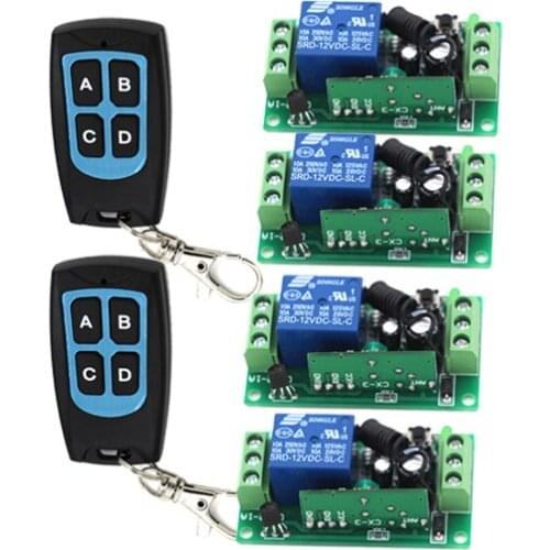 RF Wireless Remote Control Switch System 4 Receiver & 2Transmitter Classic 315/433mhz Smart Home
