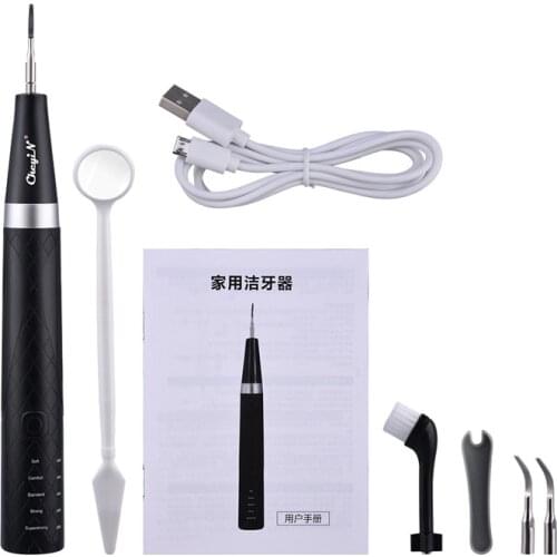 CkeyiN Ultrasonic Dental Scaler Tooth Calculus Remover Kit 5 Mode Electric Smoke Stains Tartar Teeth Plaque Cleaner Whitening 50