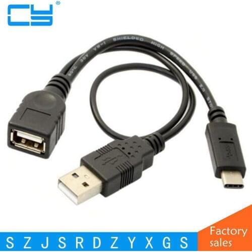 USB-C Type-C USB 3.1 to USB 2.0 Female OTG Data Cable with Power for Cell Phone & Tablet & Laptop & Macbook Pro