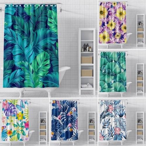 Tropical Leaves Shower Curtain Flowers Bathroom curtain Waterproof Bath Curtains With Hook Home Decor