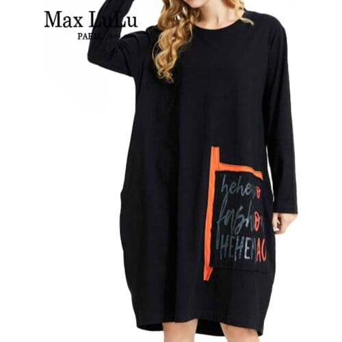 Max LuLu European Fashion Autumn Womens Casual Dresses Ladies Loose Cotton Dress Female Elegant Printed Sexy Vestidos Plus Size