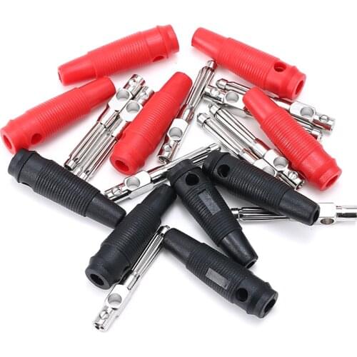10pcs/set 4mm Male Solderless Side Screw Stackable Banana Plug Connector Copper Red Black Banana Connectors Plug