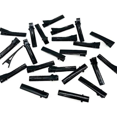 20 pcs Alligator Clips with Teeth Flat Surface Setting Blank Hairpin Black Hair Clips Handcraft Finding Jewelry Supplies
