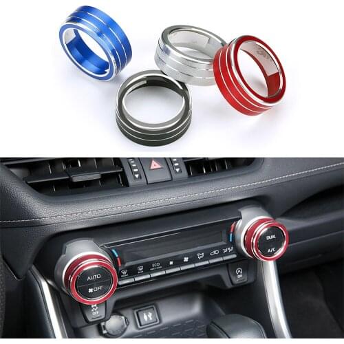2pcs Auto Car AC Climate Control Ring Knob Trim Cover for 2019 2020 Toyota RAV4 AC waterproof car styling accessories