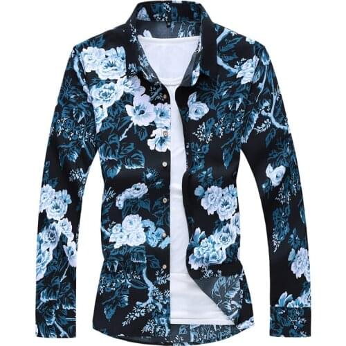 2021 Spring Autumn Fashion Clothes Shirt Men Long Sleeves Big Size M-7XL Print Hawaiian Beach Casual Floral Shirt for Man