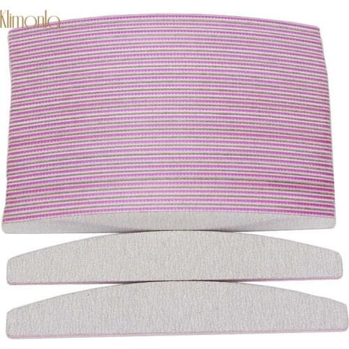 25pcs Gray Nail File Buffer 100/180 Half Moon Nail Art Sanding Buffing Files Cuticle Remover Polishing Tips Manicure Set