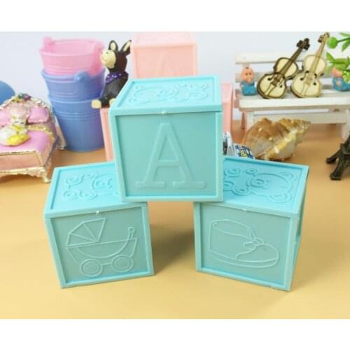 3Pc new cute Bear Simple Letter Cube Plastic Candy Boxes Wedding Party Supplies Gift Packing Box Baby Shown Favors Gift Bag