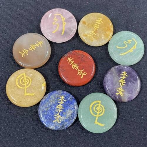 4pcs/Set Chakra Natural Agates Tiger Eye Lapis Lazuli Amethysts Roses Quartz Crystal Symbol Reiki Divination Healing Stone