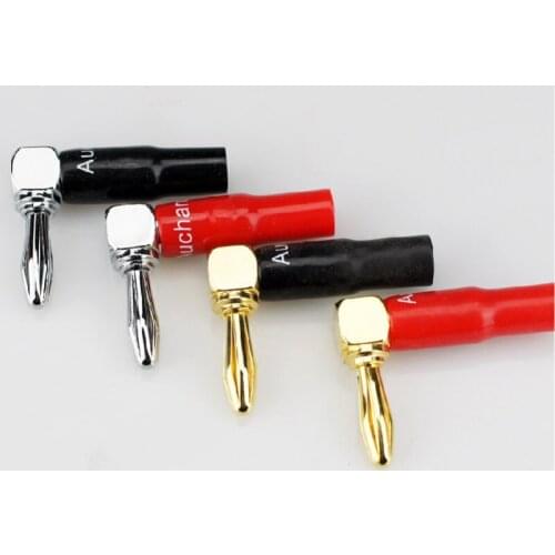 4 Pcs Audiophile No Welding L-shaped Gold-plated / Rhodium-plated Banana Plug for DIY Audio Speaker Cable