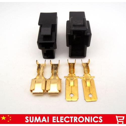 6.3mm 2 Way/pin Electrical Connector Kits Male&Female sets for E-Bike,Motorcycle,Motorbike,car etc.Black color