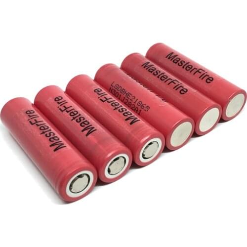 Wholesale MasterFire Original ICR18650 HE2 2500mah 18650 3.6V 30A discharge High Drain Rechargeable Lithium Battery Cell