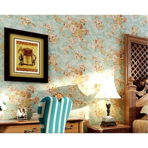 Beibehang wallpaper roll mural green Retro blue 3d Wallpaper Retro bedroom living room TV background wallpaper for walls 3 d