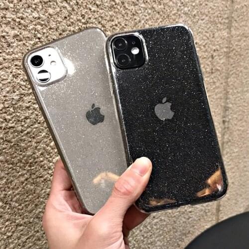 Bling Glitter Powder Transparent Phone Case For iPhone 11 12 Pro Max 12mini XS X XR 7 8 Plus SE 2 Thin Soft TPU Silicone Cover
