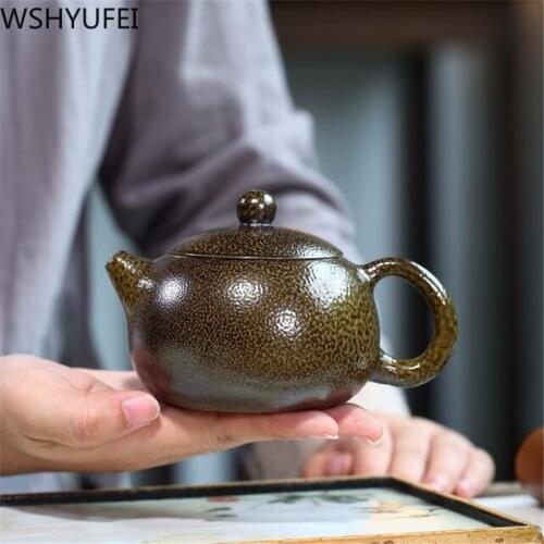 Yixing tea pot purple clay xishi teapots Retro Firewood kiln change Handmade kettle customized Tea ceremony supplies 290ml