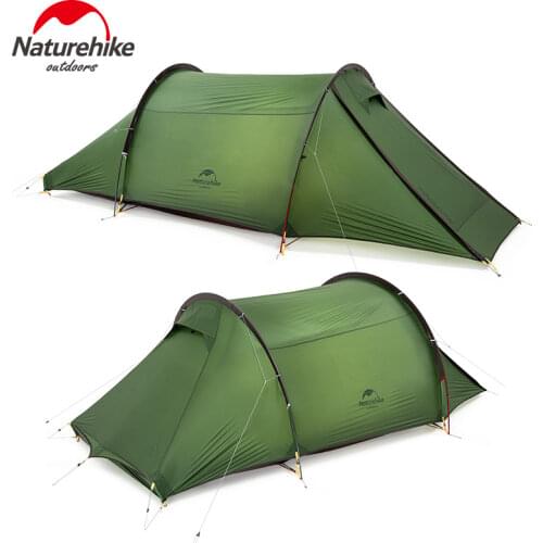 Naturehike Double pole 2 person tunnel tent Camping Tent 20D Waterproof One Room 2.6kg Ultralight 4-Season Travel Tent