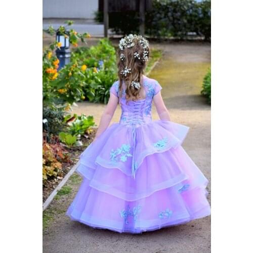 Pink Lilac flower girl dress Birthday Girls wedding party girls princess ball gown pink girls first communion dresses custom