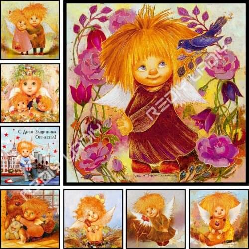 5D Diamond Painting Angel Girl Full Square/Round Drill Diamond Embroidery Picture of Rhinestones Mosaic Cross Stitch Home Decor