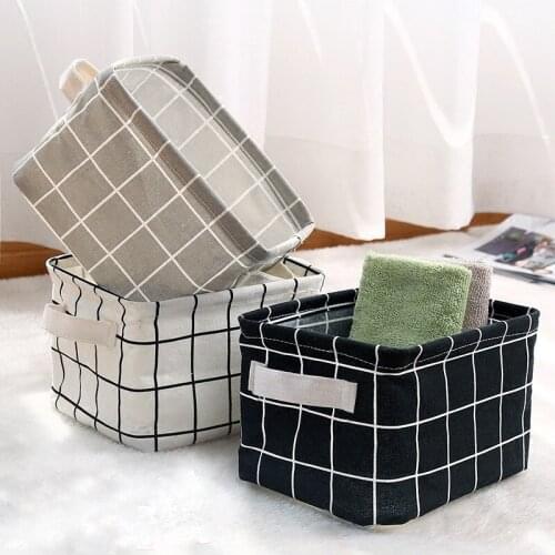 Cotton Linen Sundries Storage Box Cabinet Underwear BagDesktop Basket Cute Printing Waterproof Home Organizer secret stash