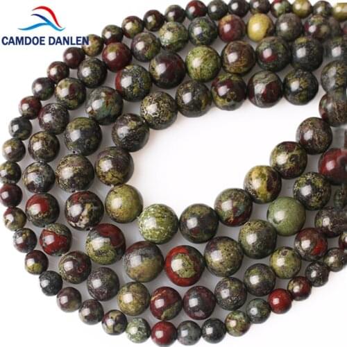 CAMDOE DANLEN Natural Dragon Bloodstone Red Brecciated Jaspers Stone Loose Beads 4/6/8/10mm Fit DIY Beads For Jewelry Making