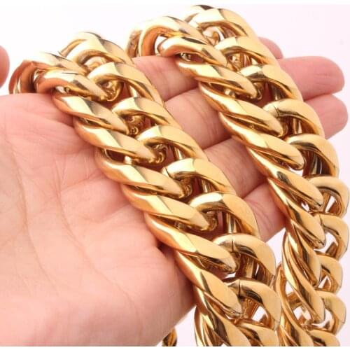 Cuban Link Chain Mens Necklace on the Neck Goth Jewelry Accessory Heavy Big Charming Male Choker Gift 9/11/13/16/20/22mm Wide