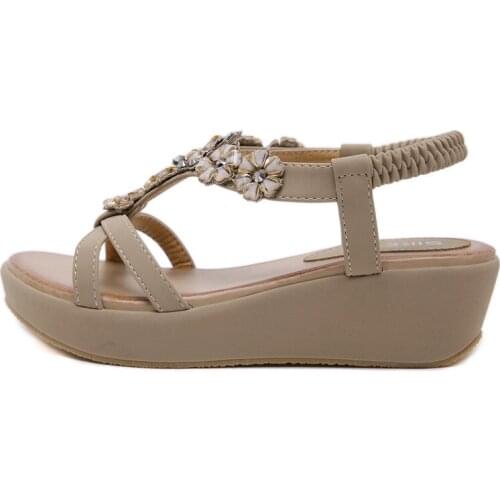 Summer Shoes Sweet Womens Flower Rhinestone Flat Sandals High Quality Casual Flats Plus Size 35-42 Sandalias