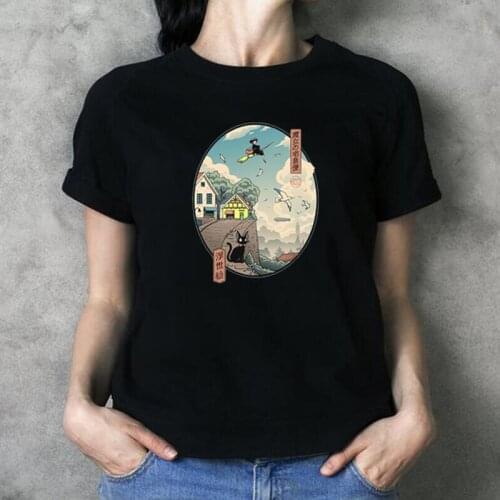 Summer Short Sleeve Tee Shirt Femme Funny Japanese Cartoon Kikis Delivery Service Print Women Tshirt Casual T Shirt Women Tops