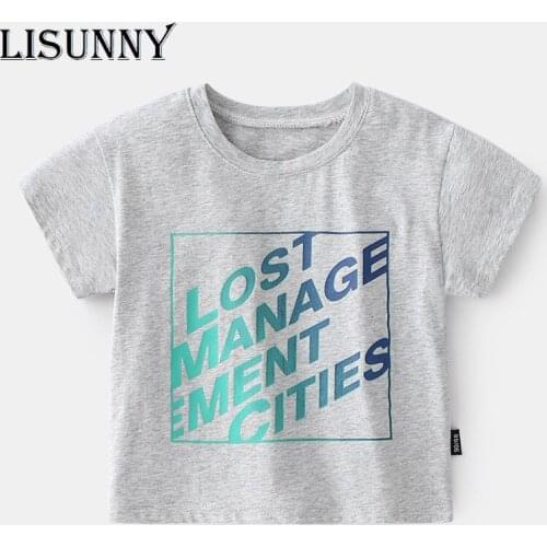 LISUNNY 1-6y Boys T-Shirt 2021 Summer New Kids Short Sleeve T-shirt Children Top Letter Gradient Loose Baby Cotton Tees Tops