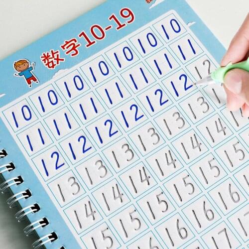 Reusable Children 3D Copybook For Calligraphy Numbers 0-100 Handwriting Books Learning Math Writing Practice Book For Kids Toys