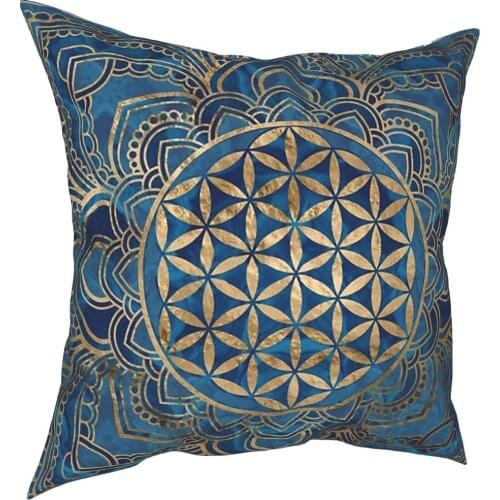 Lotus Mandala Pillow Cover Home Decor Pattern Bohemian Boho Cushions Throw Pillow for Home Polyester Double-sided Printing
