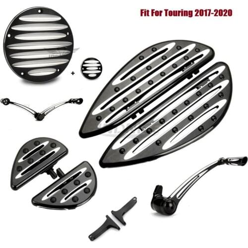 Front rear Black Deep cnc cut floorboards Brake shifter levers Derby timing cover For harley Road King Special FLHRXS 2017-2019
