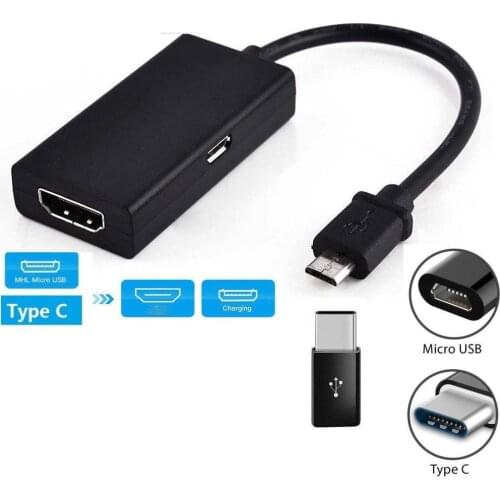 HobbyLane Type C & Micro USB Male To HDMI-compatible Female Adapter Cable for Cellphone Tablet TV for Huawei Xiaomi Smart Phone