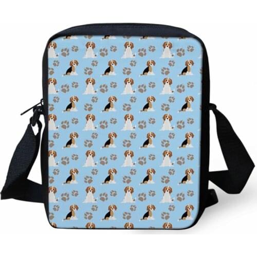 Casual Womens Small Messenger Bags Cute Beagle Dog Printing Mini Book Bags for Teen Girls Daily Crossbody Bag