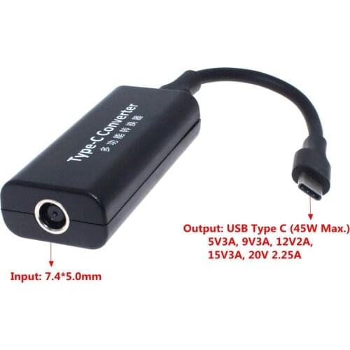 Laptop Power Jack Connector Dc Adapter Charger Converter for Macbook HP 7.4x5.0mm Female to USB Type C Adaptor Male