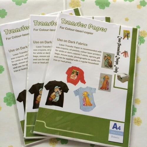 A4 size ( 60 pieces/lot ) Iron on laser heat transfer paper for dark t-shirt/sweatshirts/or other cotton