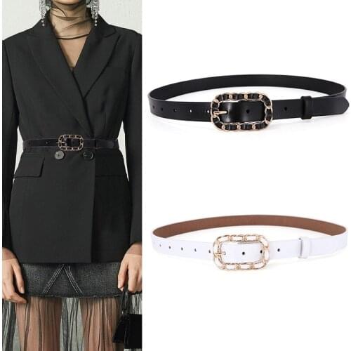 Leather Belt for Women Strap Men Metal Round Buckle High Quality Jeans Belt Wild Fashion Waistbandb Elt Female Girdle Cowhide