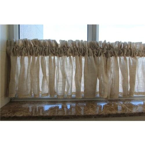 Simple linen half curtain bathroom kitchen short curtain door no rod bay window partition curtain semi shading cloth