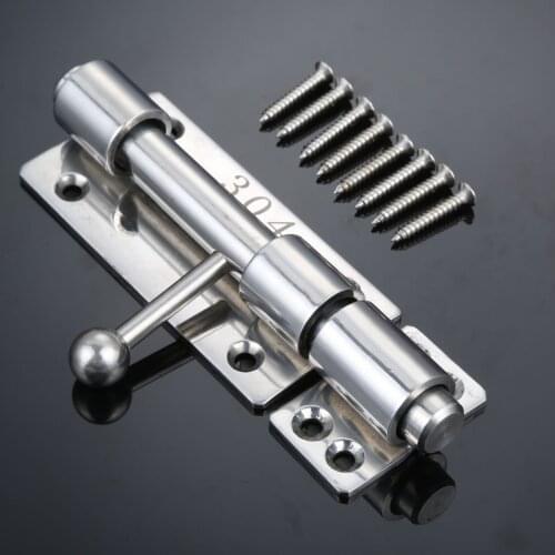 Stainless Steel Slide Bolt Latch Lock Duty Security Barrel Latch Hasp Pin with Screws For Fence Window Gate Interior Barn Door