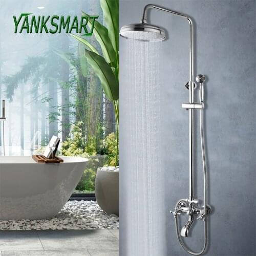 YANKSMART Bathroom Shower Faucet Set Bathtub Faucet Mixer Tap Waterfall Wall Shower Head Chrome Bath Shower System Shower Set