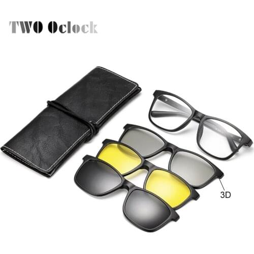 TWO Oclock 2018 Multi-Function Magnetic Polarized Clip On Sunglasses Men Women Ultra-Light TR90 3D Yellow Night Vision Glasses