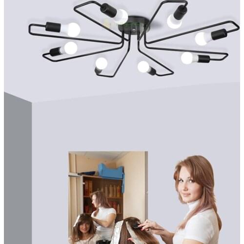 E27 Led Rustic Porch light wrought iron Ceiling Lights Black White bedroom lamp Dining restaurant study living room ceiling lamp